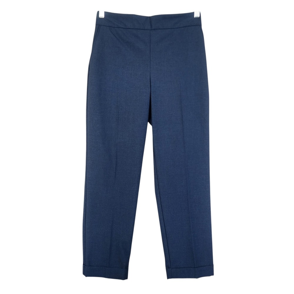 Rachel Zoe Womens Cuffed Ankle Trousers Size 6 Navy Blue Elastic Back Waist